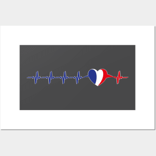 French heartbeat flag Posters and Art